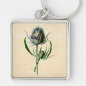 1902 Schots Thistle Antiek Wildflower Sleutelhanger (Voorkant)