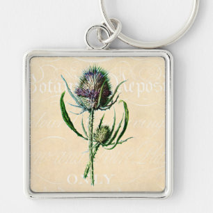  1902 Schots Thistle Antiek Wildflower Sleutelhanger