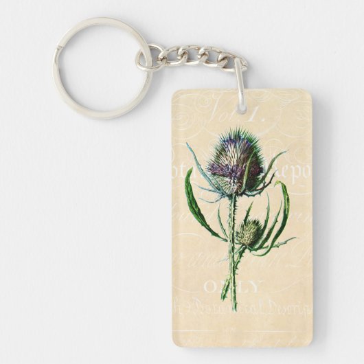  1902 Schots Thistle Antiek Wildflower Sleutelhanger (Voorkant)
