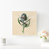  1902 Schots Thistle Antiek Wildflower Vierkante Klok (Huis)