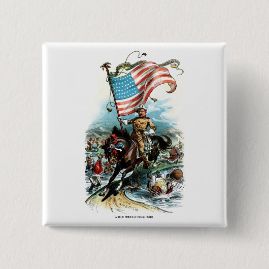 1902 Theodore Roosevelt Vierkante Button 5,1 Cm (Voorkant)