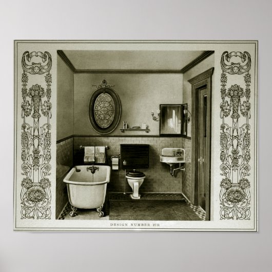  1903 Bath Room Illustration Poster (Voorkant)