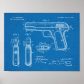 1903 Browning Pistool Patent Art Drawing Print (Voorkant)