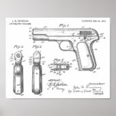 1903 Browning Pistool Patent Art Drawing Print (Voorkant)