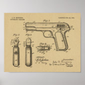 1903 Browning Pistool Patent Art Drawing Print (Voorkant)