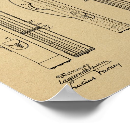 1903 Golf Club Caddy Bag Design Patent Art Print (Hoek)