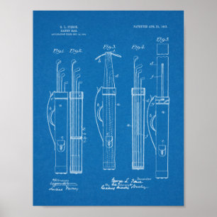 1903 Golf Club Caddy Bag Design Patent Art Print
