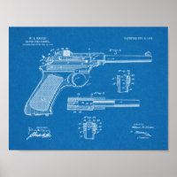 1903 Rapid Fire Pistool Patent Art Drawing Print