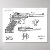1903 Rapid Fire Pistool Patent Art Drawing Print (Voorkant)