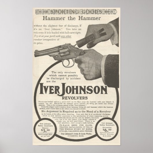 1904 Advertisement for Iver Johnson revolver Poster (Voorkant)