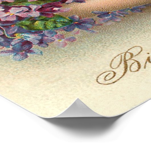  1904 Blonde Girl Violets Verjaardag Poster (Hoek)