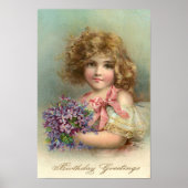  1904 Blonde Girl Violets Verjaardag Poster (Voorkant)