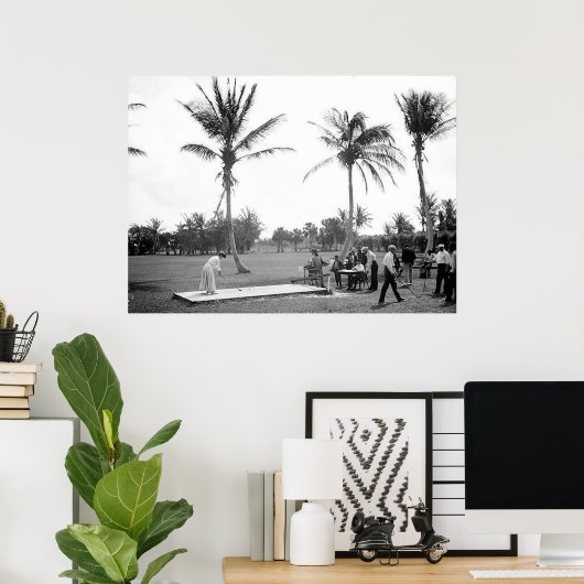 1904 Golfing Palm Beach Fl. Afdrukken Poster (Thuiskantoor)