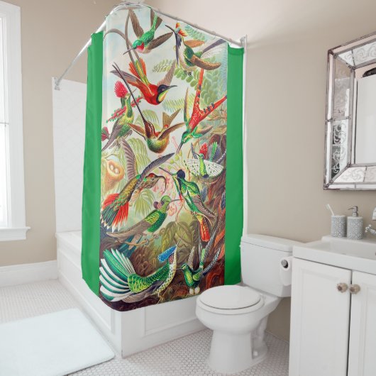 1904 kolibriesdruk douchegordijn (In situ)