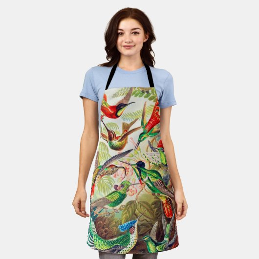 1904 kolibriesdruk schort (Gedragen)