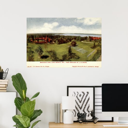 1904  meer van Genève, Wisconsin Poster (Thuiskantoor)