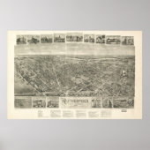 1904 Rutherford, NJ Birds Eye Uitzicht Panoramic M Poster (Voorkant)