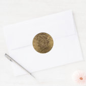 1904 Twenty Dollar Coin front (hoofden) of $20 gel Ronde Sticker (Envelop)