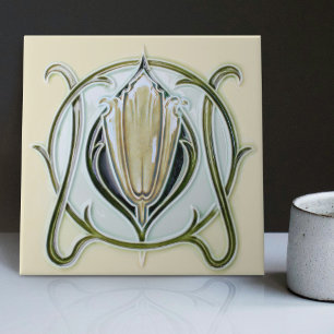 1905 Art Nouveau Gibbons UK Floral Tegeltje