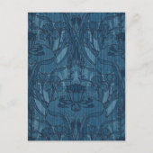 1905 Art Nouveau Stijl Blauwe Bloemen & Bladeren D Briefkaart (Voorkant)