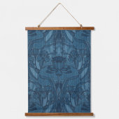 1905 Art Nouveau Stijl Blauwe Bloemen & Bladeren D Hangend Wandkleed (Voorkant)