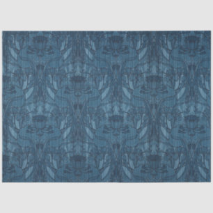 1905 Art Nouveau Stijl Blauwe Bloemen & Bladeren D Tissuepapier