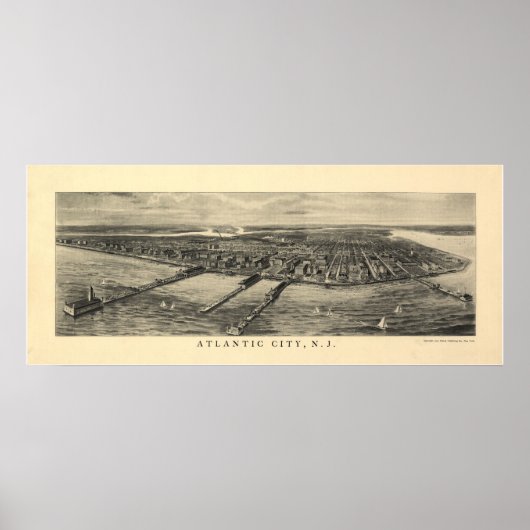 1905 Atlantic City NJ Birds Eye Uitzicht Panoramic Poster (Voorkant)