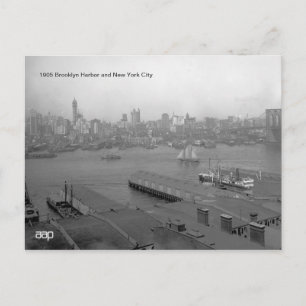 1905 Brooklyn Harbour en New York City Briefkaart