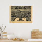 1905 Confluence, PA Birds Eye Uitzicht Panoramic M Poster (Keuken)