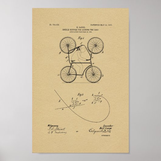 1905  dubbelzijdige Art-afdrukken met dubbele fiet Poster (Voorkant)