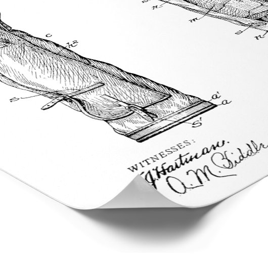 1905 Golf Club Caddy Bag Design Patent Art Print (Hoek)