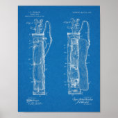 1905 Golf Club Caddy Bag Design Patent Art Print (Voorkant)