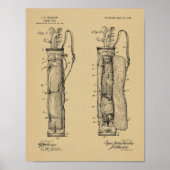 1905 Golf Club Caddy Bag Design Patent Art Print (Voorkant)