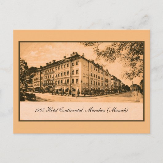 1905 Hotel Continental München Duitsland Briefkaart (Voorkant)