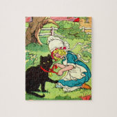 1905 kleine meid zet boeg op haar zwarte kat legpuzzel (Verticaal)