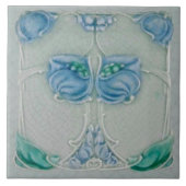 1905 Marsden Art Nouveau Blue Floral Repro Tile Tegeltje (Voorkant)
