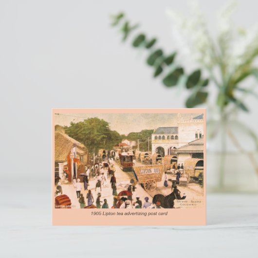 1905 Street Scene Colombo Ceylon Lipton Briefkaart (Staand voorkant)