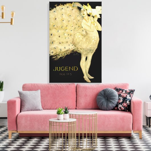 1906!! ART NOUVEAU PEACOCK DANCER CANVAS (Insitu (Woonkamer))
