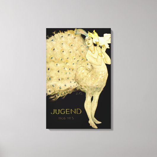 1906!! ART NOUVEAU PEACOCK DANCER CANVAS (Voorkant)