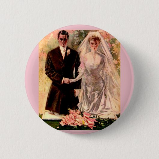 1906 Edwardian bruiloft Ronde Button 5,7 Cm (Voorkant)