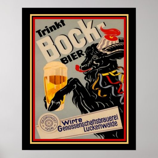 1906 German Bock Beer Advertisement 16x20 Poster (Voorkant)