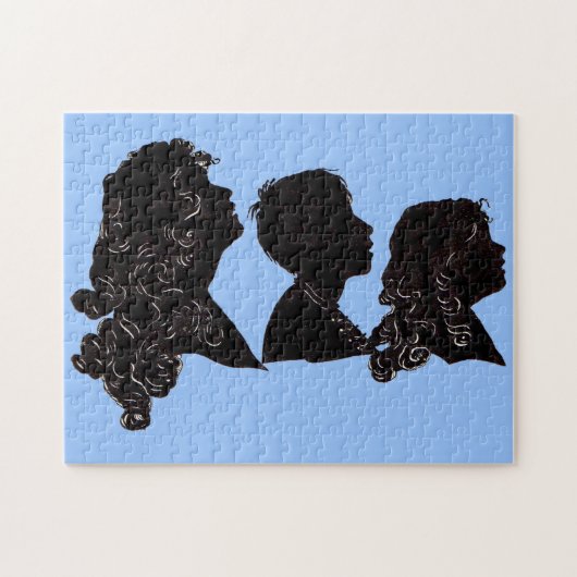 1906 moeder, zoon en dochter silhouettes legpuzzel (Horizontaal)