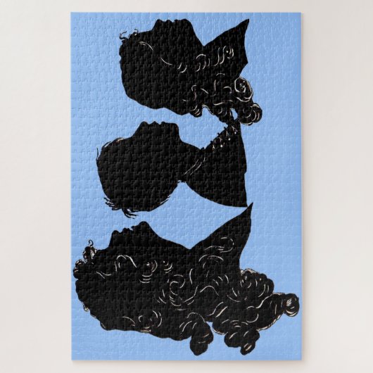 1906 moeder, zoon en dochter silhouettes legpuzzel (Verticaal)