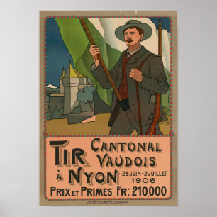 1906 Nyon Zwitserland Tir Cantonal Oude Poster