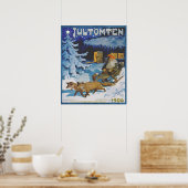 1906 Scandinavische Jultomten in Sleigh Poster (Keuken)