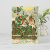 1906 vogels in sneeuwkerst feestdagenkaart (Staand voorkant)