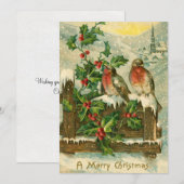 1906 vogels in sneeuwkerst feestdagenkaart (Voorkant / Achterkant)