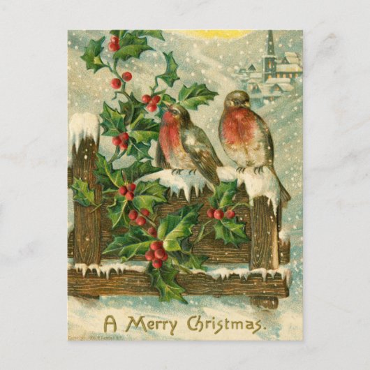  1906 vogels in sneeuwkerst feestdagenkaart (Voorkant)