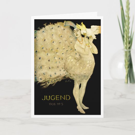 1906!! "VOGELS VAN EEN VEER" ART NOUVEAU GROET KAART (Voorkant)