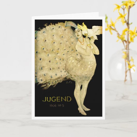 1906!! "VOGELS VAN EEN VEER" ART NOUVEAU GROET KAART (Gele Bloem)